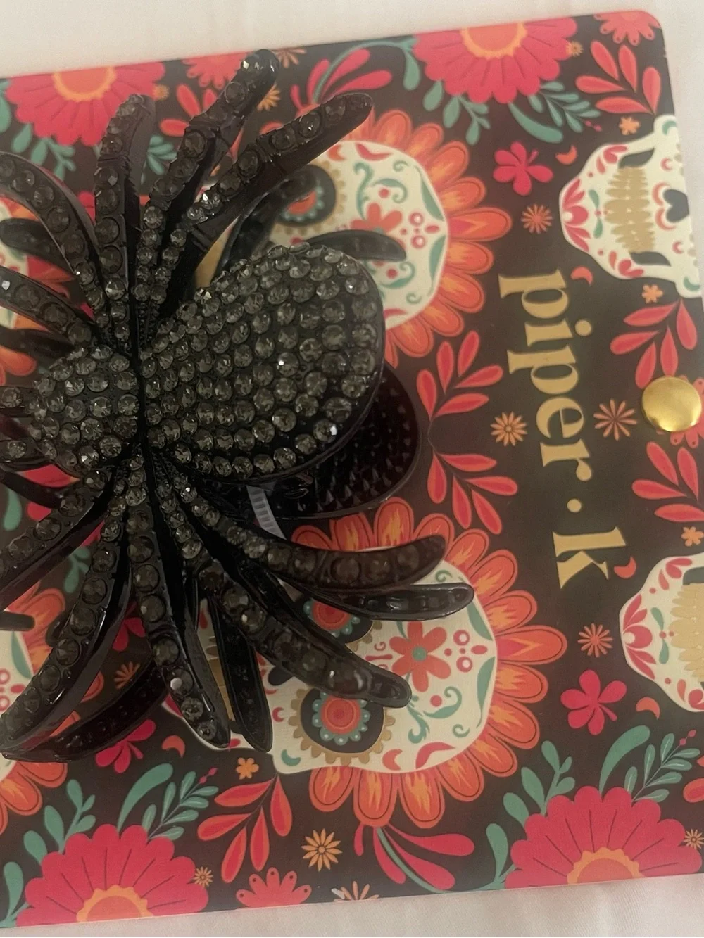 Piper K Black Rhinestone Spider Hair Claw Clip Halloween Gothic